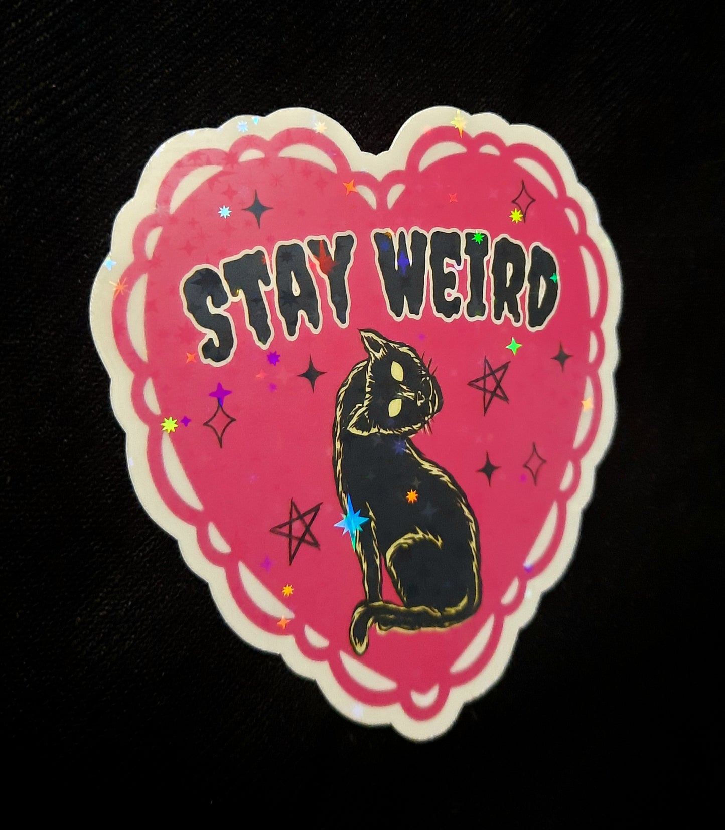 Stay Weird Black Cat Sticker