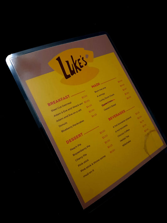 Luke's Diner Menu Gilmore Girls