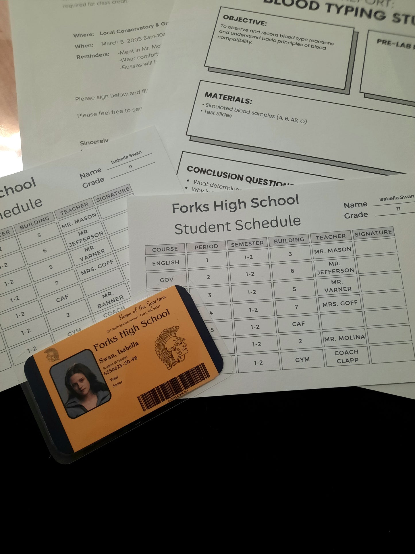 Twilight Forks High School Ephemera Bundle