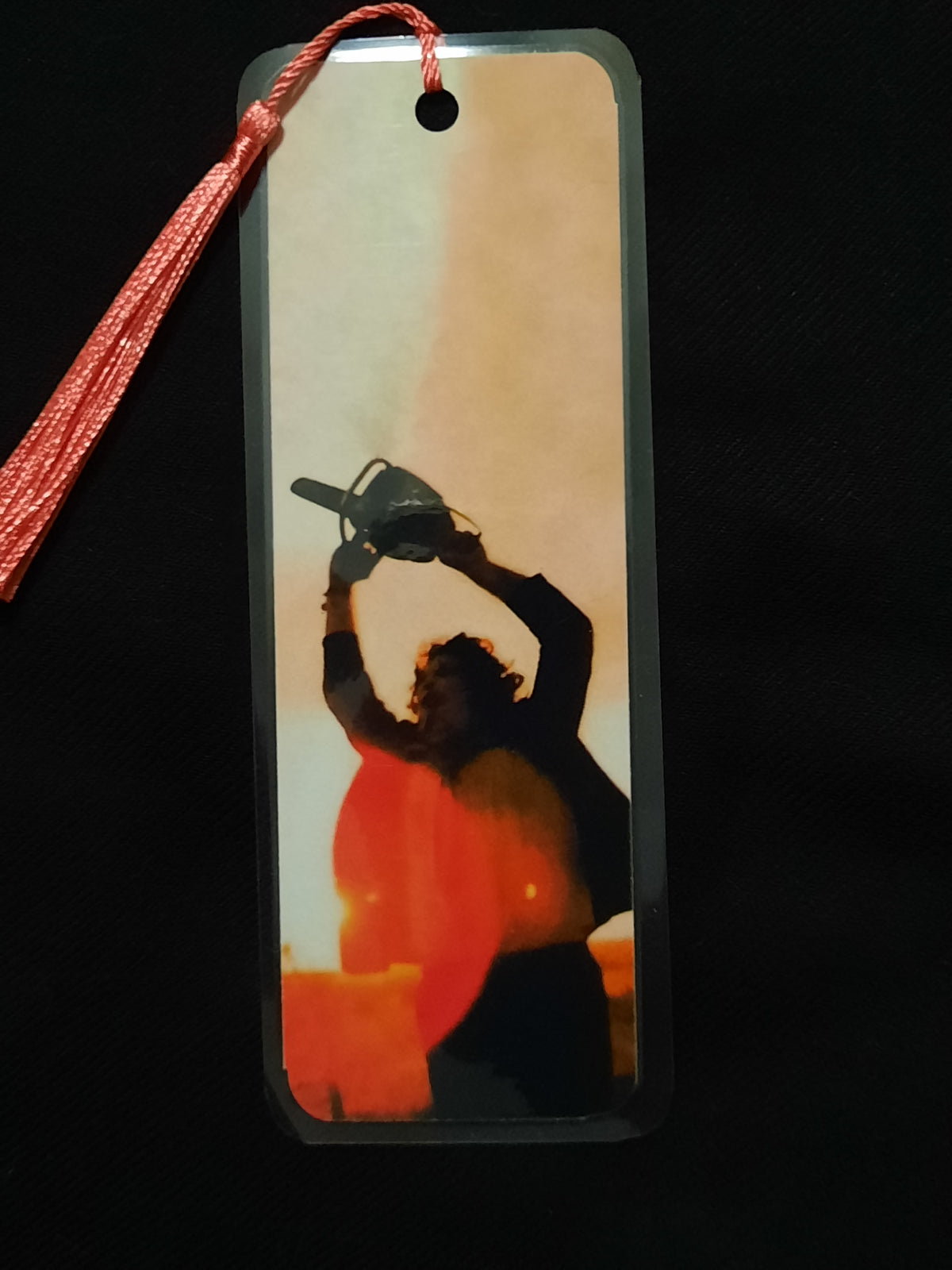 Texas Chainsaw Massacre Leatherface bookmark. Laminated with tassel. Horror bookmark.