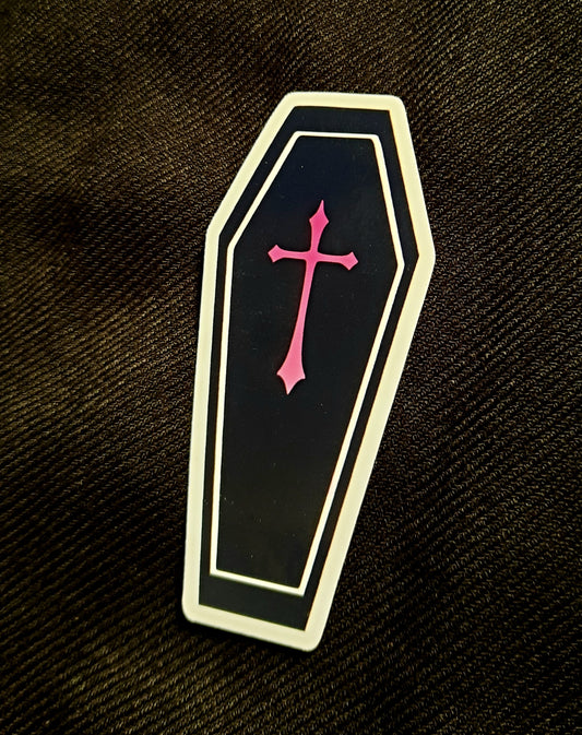 Black and Pink Coffin Sticker