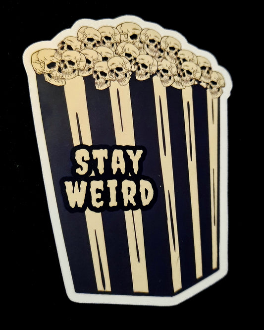 Stay Weird Skull Popcorn Sticker