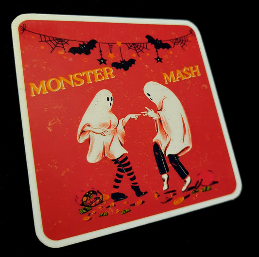 Retro Monster Mash Ghost Sticker