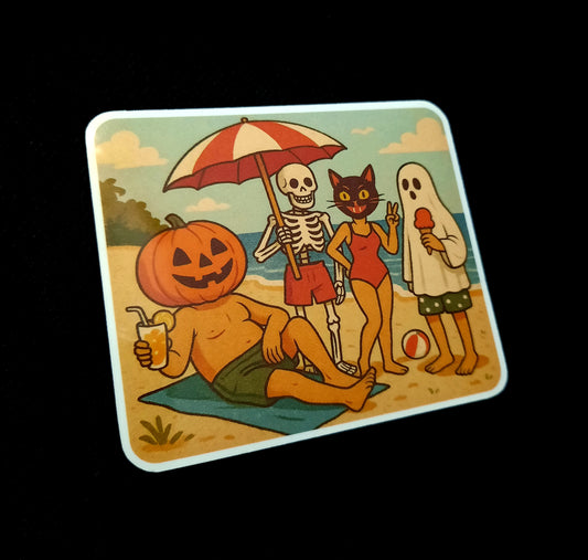 Spooky Beach Day Summerween Sticker