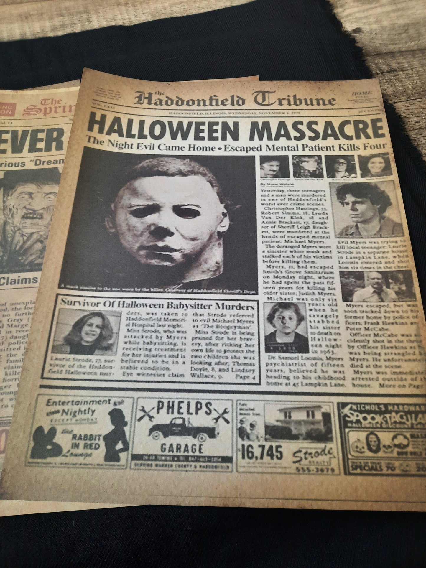 Horror Legends Vintage Newspaper Replica-3 Page Set