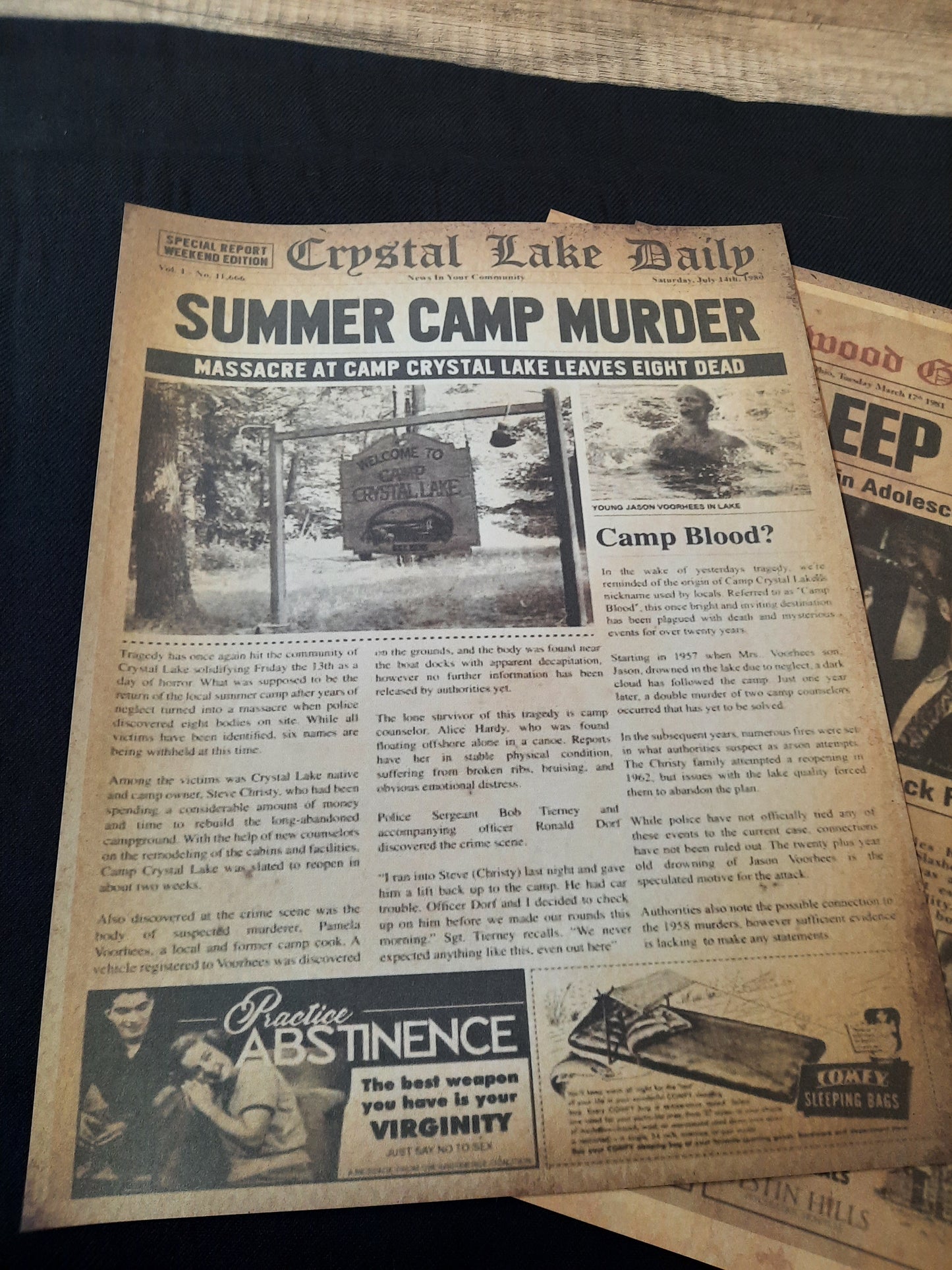 Horror Legends Vintage Newspaper Replica-3 Page Set