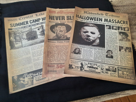 Horror Legends Vintage Newspaper Replica-3 Page Set