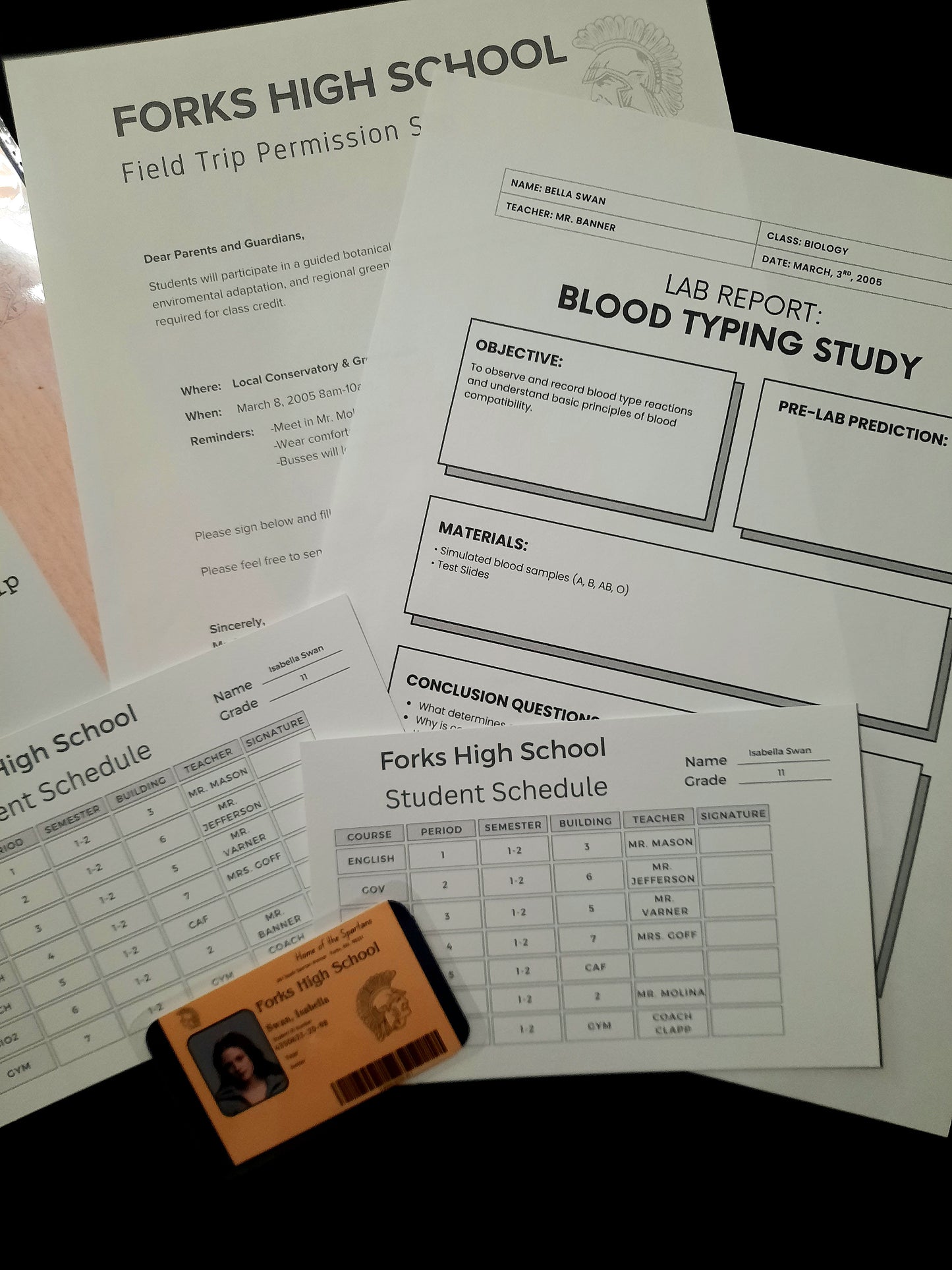 Twilight Forks High School Ephemera Bundle