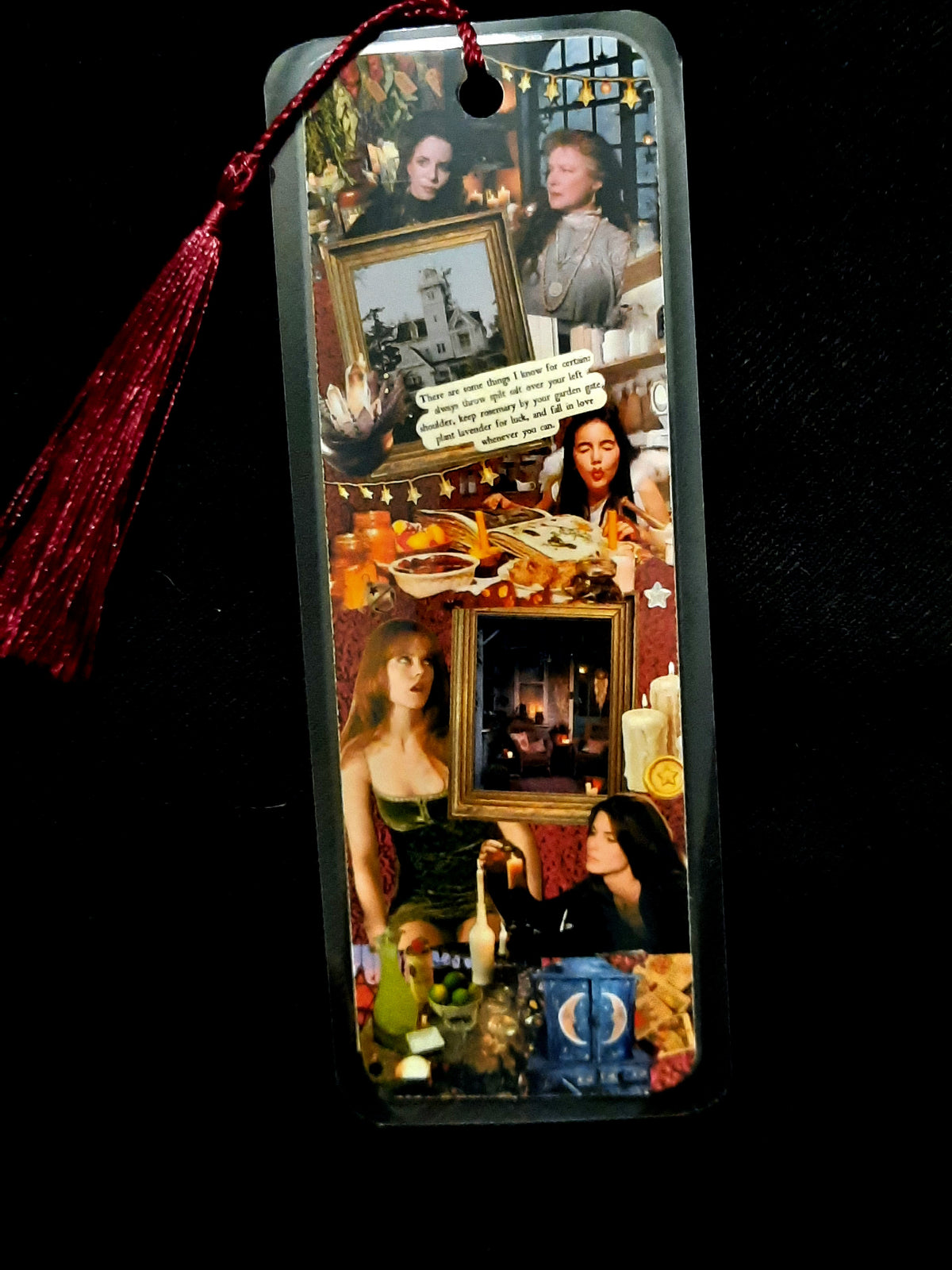 Practical Magic inspired book. Whimsical collage-style. Laminated with tassel. 