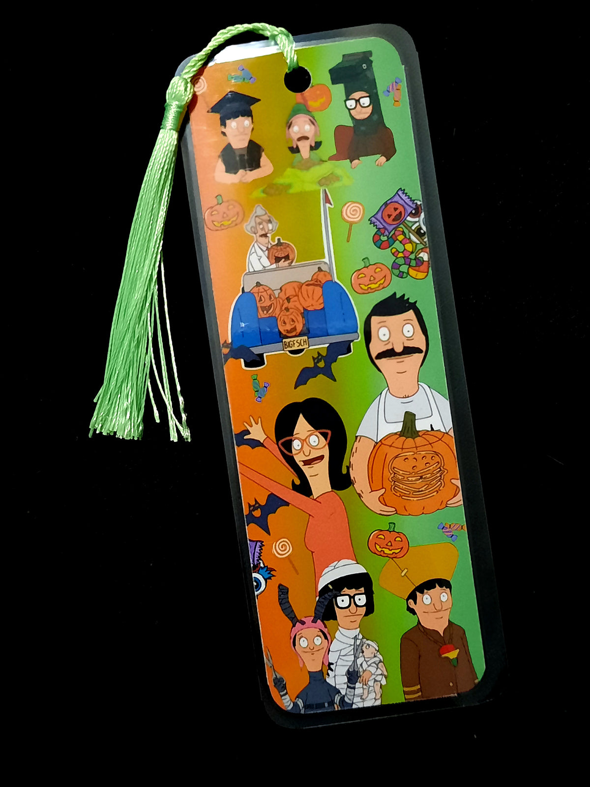 Bob's Burgers Halloween Bookmark. Laminated with tassel. 