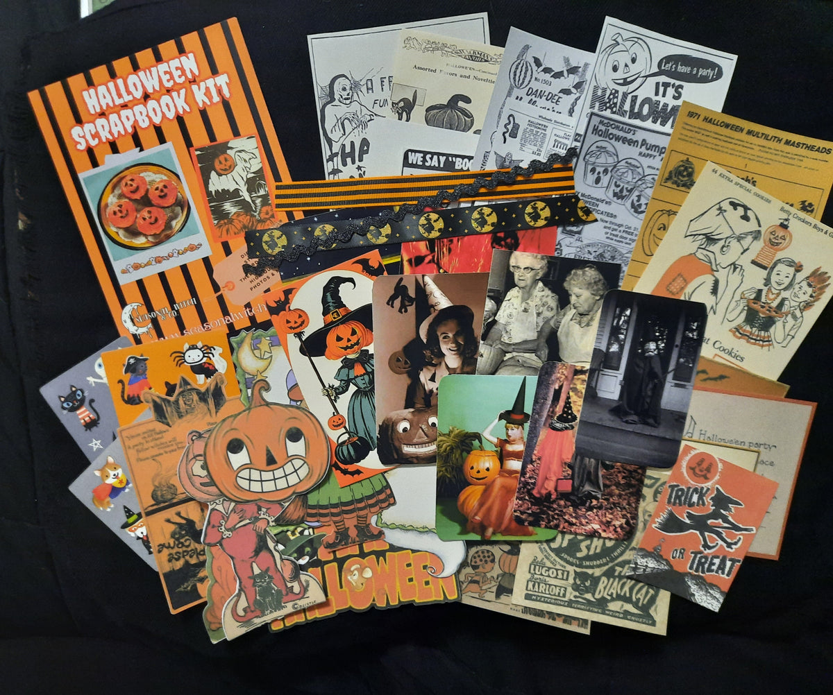 Vintage Halloween Scrapbook Kit | 40+ piece Ephemera