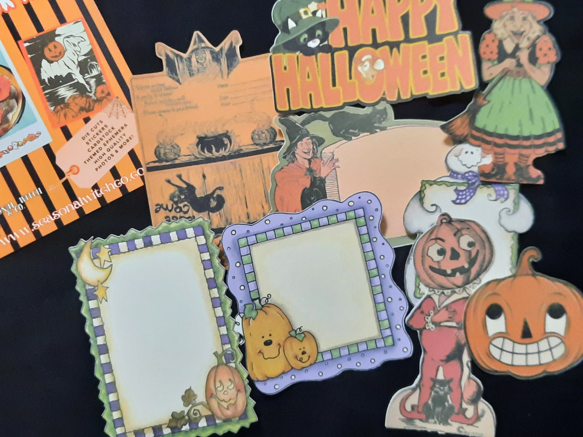 Vintage Halloween Scrapbook Kit | 40+ piece Ephemera